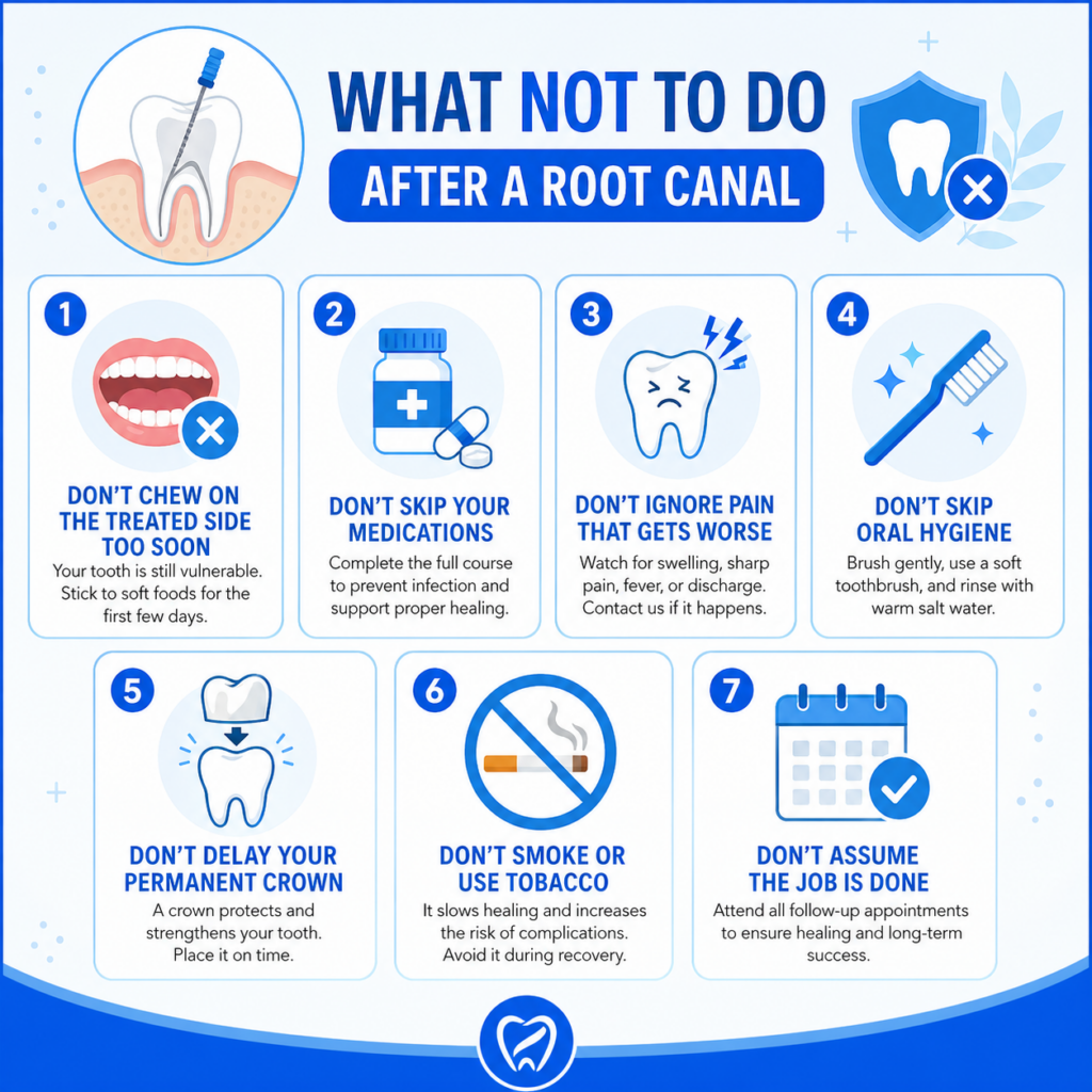 what not to do after root canal