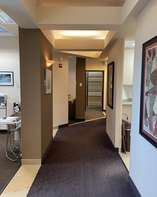 hallway leading to treatment rooms at Young Dental Health Center upland