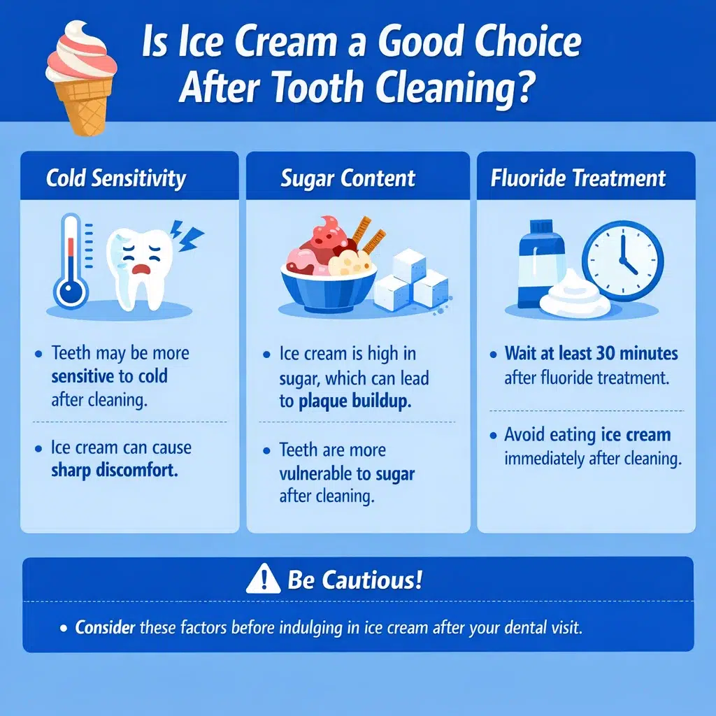 is ice cream good choice after tooth cleaning