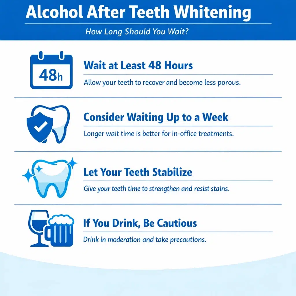 how long should you wait alcohol after teeth whitening