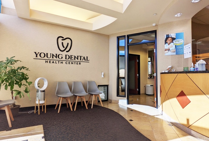 Reception area at Young Dental Health Center in Upland
