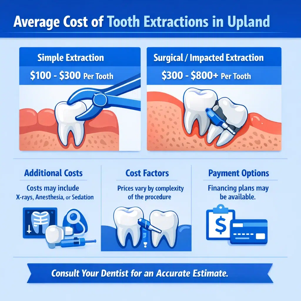 average cost of tooth extractions in upland