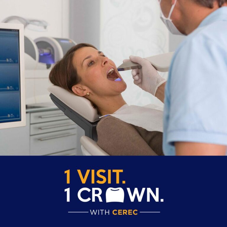 Patient receiving a same day CEREC dental crown treatment in Upland